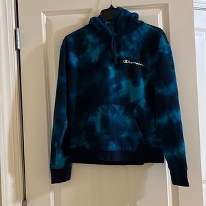 Champion blue tie dye pattern hoodie